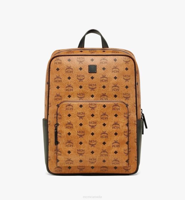 MCM Women Aren Backpack in Visetos 6TTF272 Bags Cognac