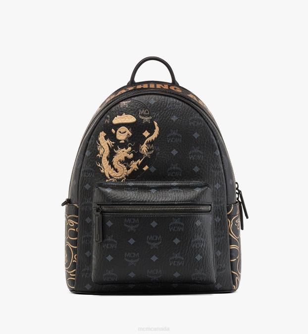 MCM Women BAPE Stark Backpack in Visetos 6TTF274 Bags Black