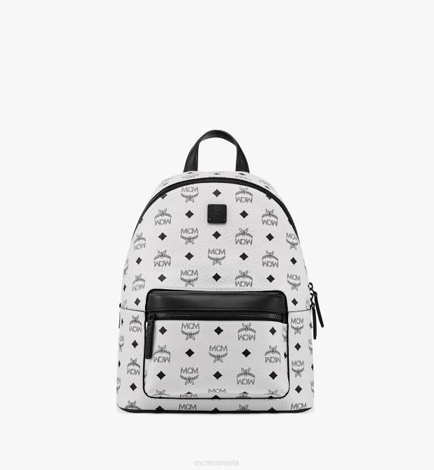 MCM Women Stark Backpack in Visetos 6TTF262 Bags White