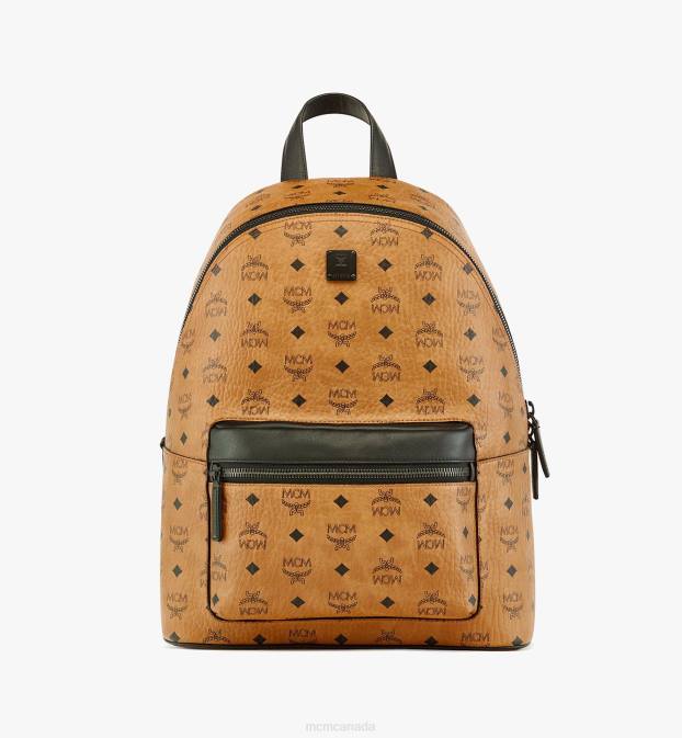 MCM Women Stark Backpack in Visetos 6TTF263 Bags Cognac