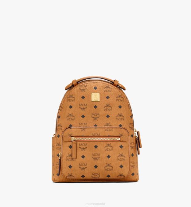 MCM Women Stark Backpack in Visetos 6TTF266 Bags Cognac