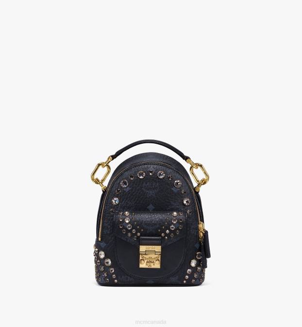 MCM Women Tracy Backpack in Crystal Visetos 6TTF286 Bags Black