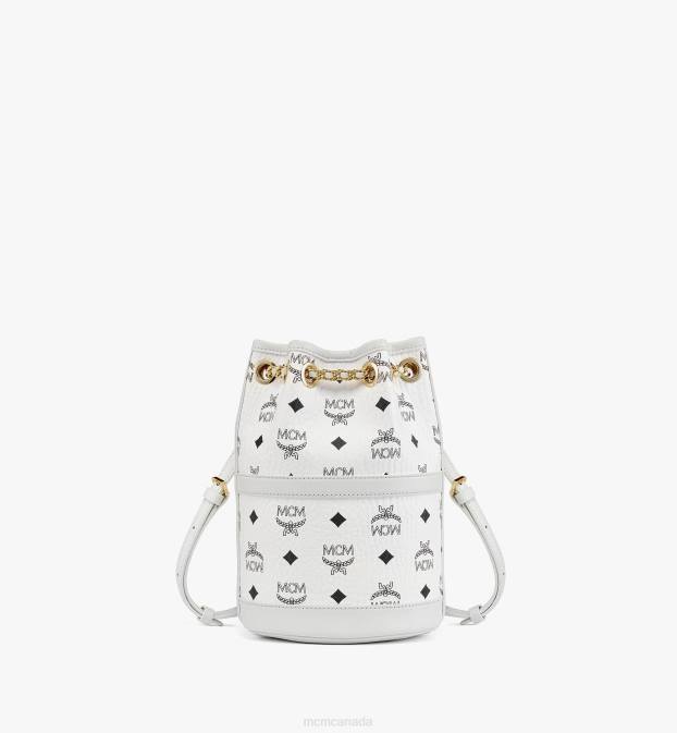 MCM Women Aren Chain Backpack in Visetos 6TTF33 Bags White