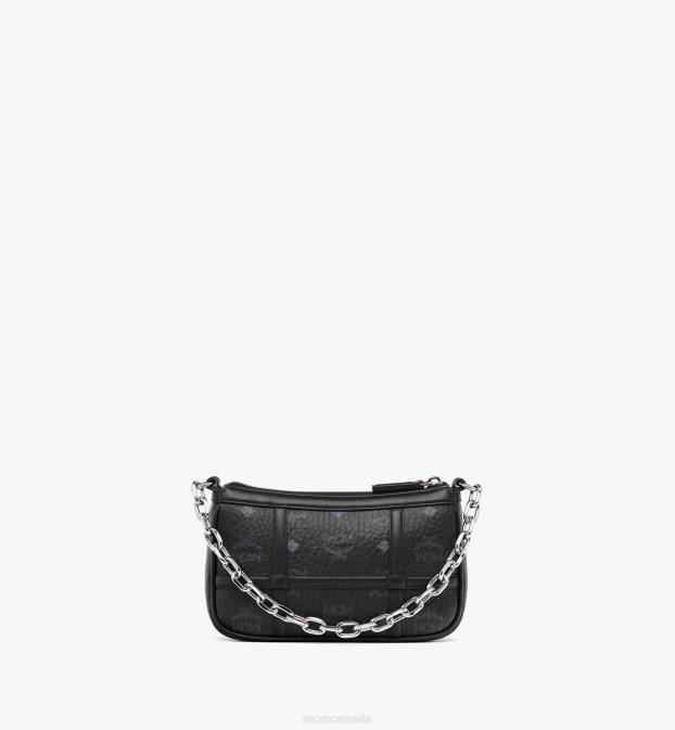 MCM Women Aren Shoulder Bag in Visetos 6TTF62 Bags Black