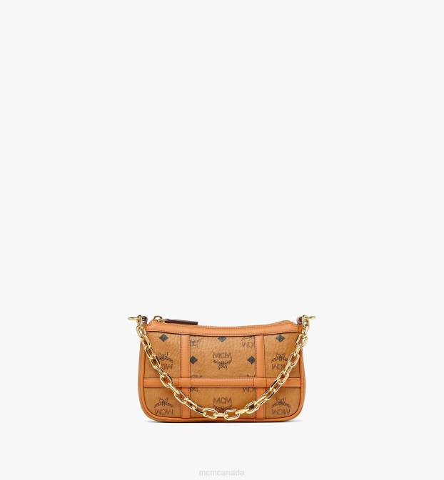 MCM Women Aren Shoulder Bag in Visetos 6TTF63 Bags Cognac