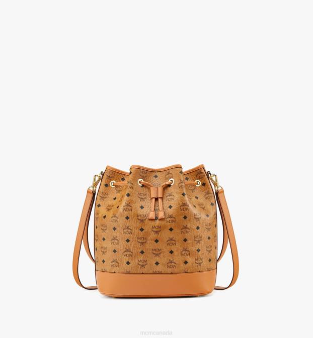 MCM Women Dessau Drawstring Bag in Visetos 6TTF110 Bags Cognac