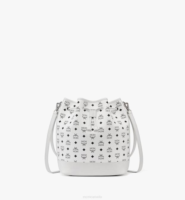 MCM Women Dessau Drawstring Bag in Visetos 6TTF118 Bags White