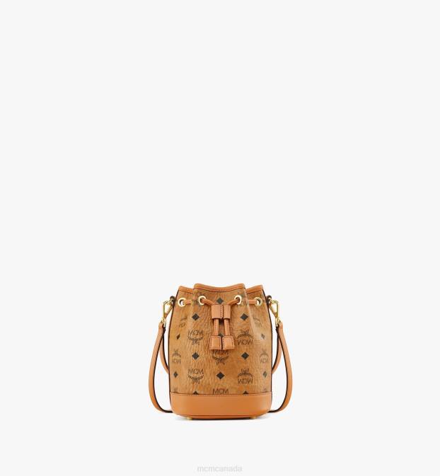 MCM Women Dessau Drawstring Bag in Visetos 6TTF55 Bags Cognac