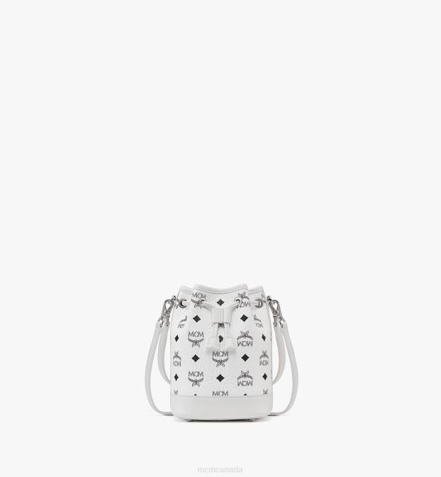 MCM Women Dessau Drawstring Bag in Visetos 6TTF56 Bags White