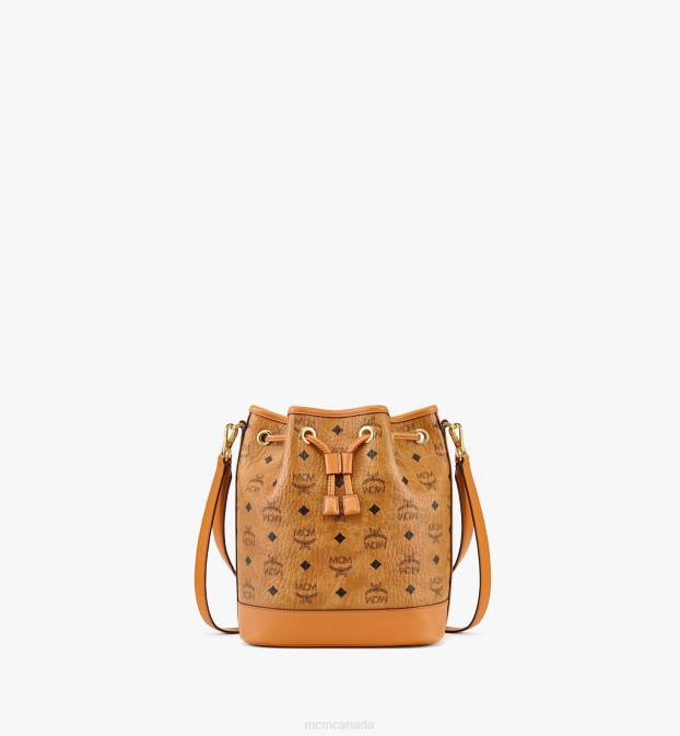 MCM Women Dessau Drawstring Bag in Visetos 6TTF60 Bags Cognac