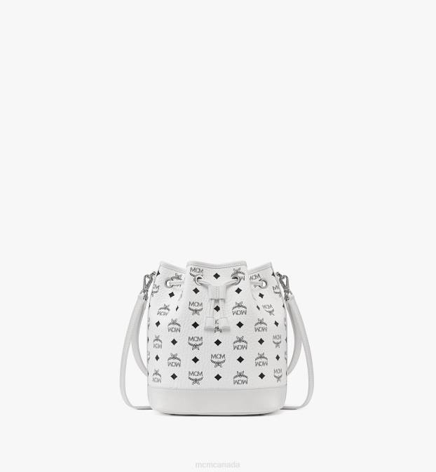 MCM Women Dessau Drawstring Bag in Visetos 6TTF61 Bags White