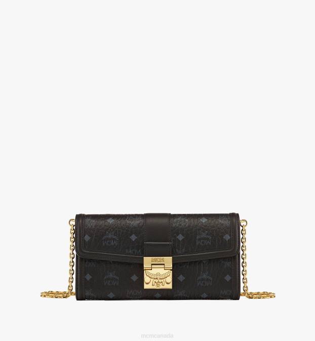 MCM Women Tracy Chain Wallet in Visetos 6TTF65 Bags Black