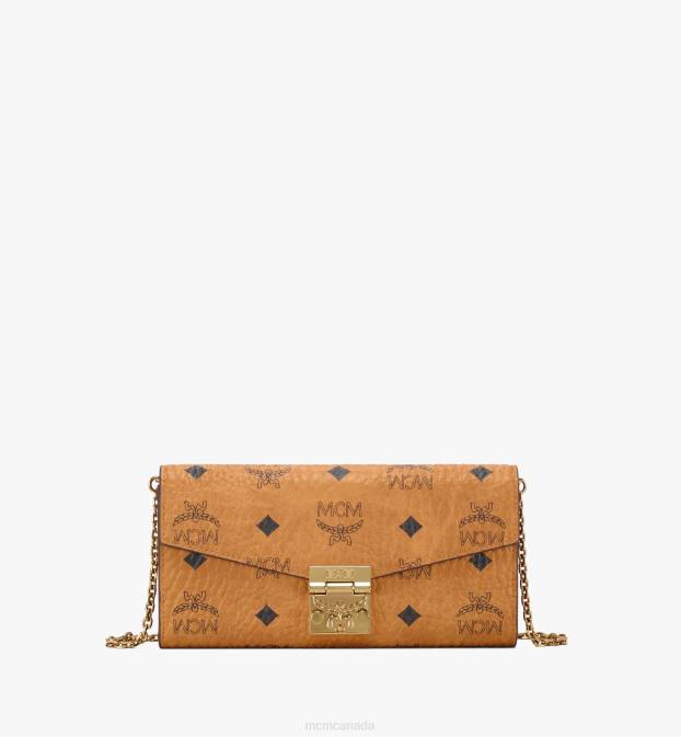 MCM Women Tracy Crossbody Wallet in Visetos 6TTF430 Bags Cognac