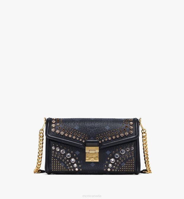 MCM Women Tracy Crossbody in Crystal Visetos 6TTF113 Bags Black