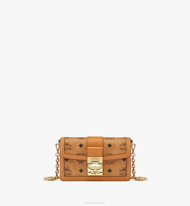 MCM Women Tracy Crossbody in Visetos 6TTF44 Bags Cognac