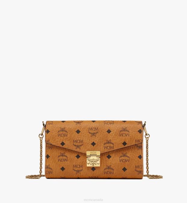 MCM Women Tracy Crossbody in Visetos 6TTF80 Bags Cognac