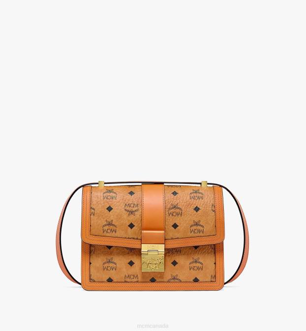 MCM Women Tracy Shoulder Bag in Visetos 6TTF112 Bags Cognac