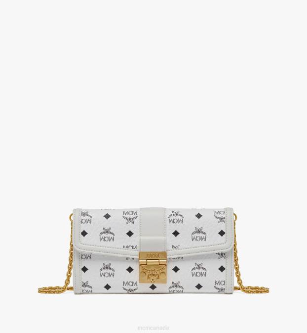 MCM Women Tracy Chain Wallet in Visetos 6TTF362 Bags White