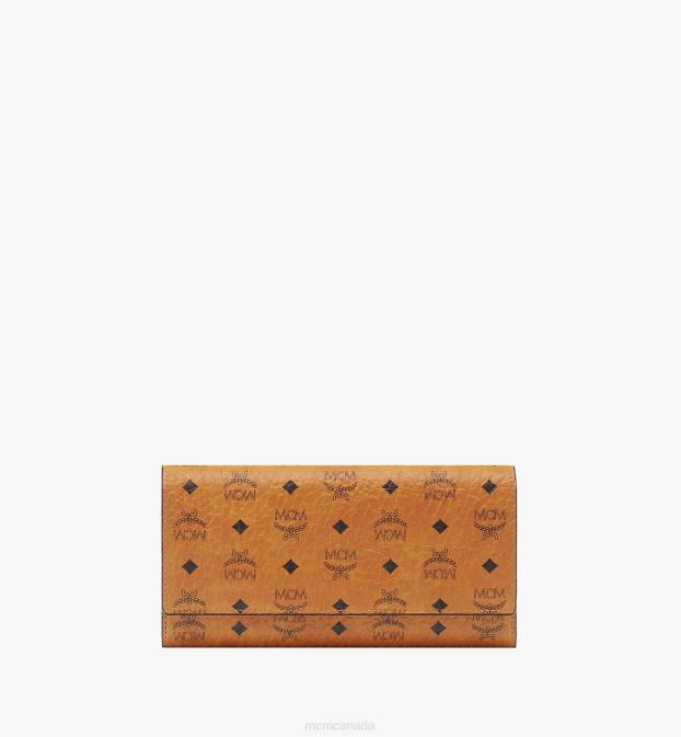 MCM Women Trifold Wallet in Visetos Original 6TTF373 Bags Cognac