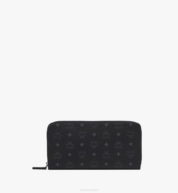 MCM Women Zip Around Wallet in Visetos 6TTF366 Bags Black