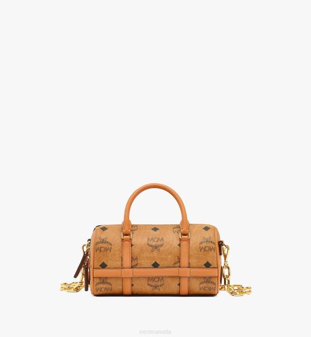 MCM Women Aren Boston Bag in Visetos 6TTF202 Bags Cognac