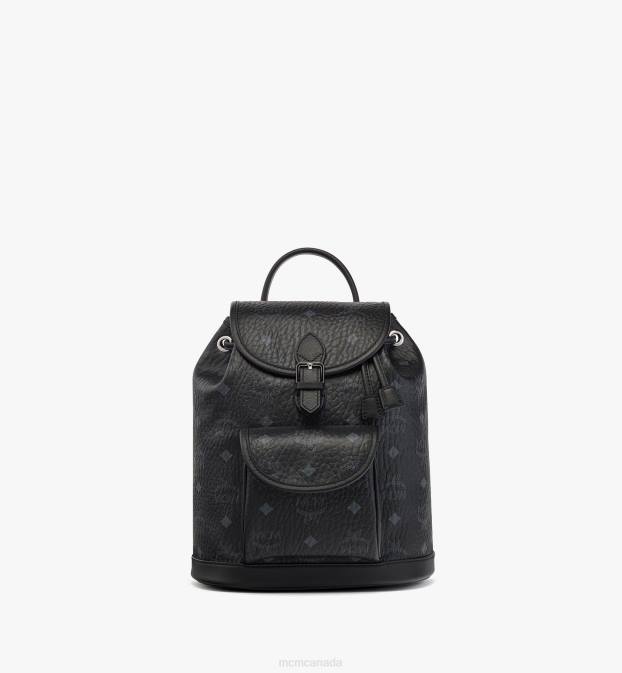 MCM Women Aren Drawstring Backpack in Visetos 6TTF203 Bags Black