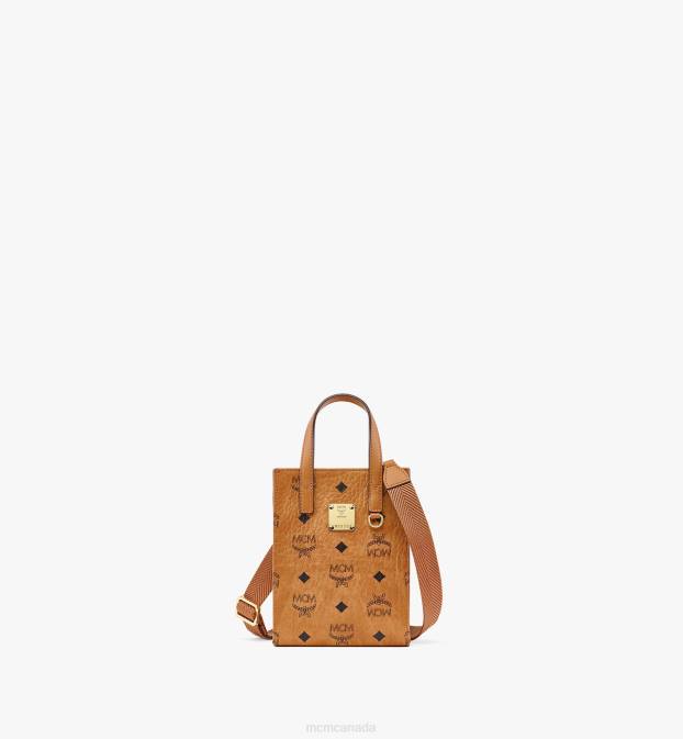 MCM Women Aren Tote in Visetos 6TTF209 Bags Cognac