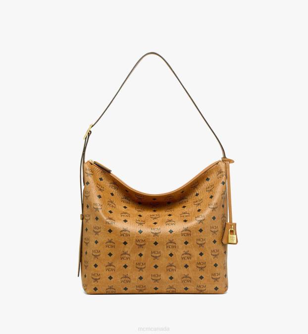 MCM Women Aren Hobo in Visetos 6TTF154 Bags Cognac