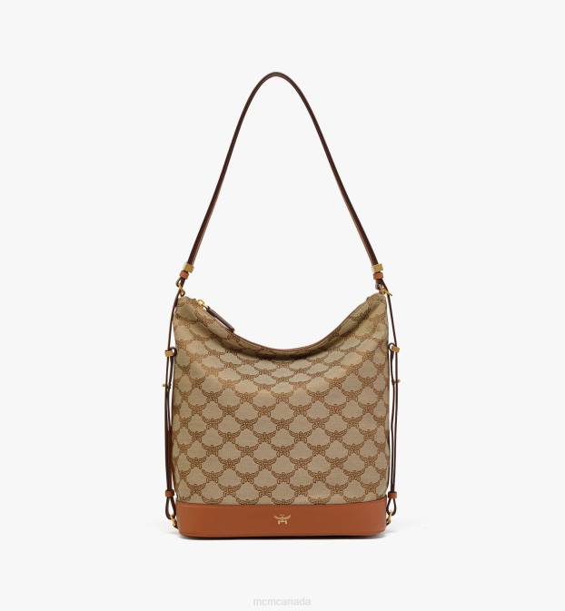 MCM Women Himmel Hobo in Lauretos Jacquard 6TTF176 Bags Beige