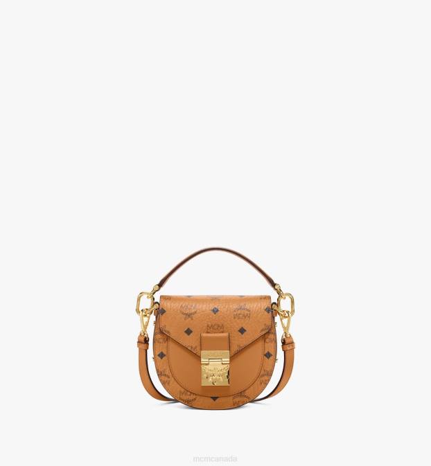 MCM Women Tracy Shoulder Bag in Visetos 6TTF172 Bags Cognac