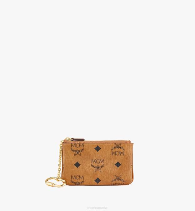 MCM Women Key Pouch in Visetos Original 6TTF353 Bags Cognac