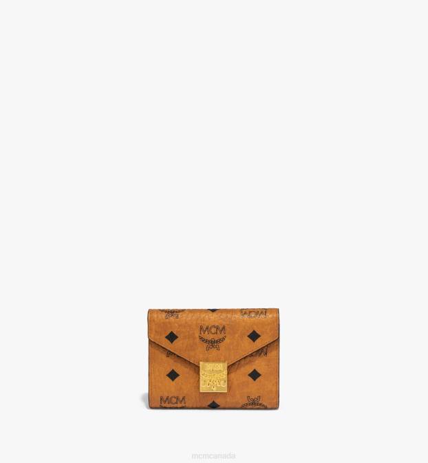 MCM Women Tracy Trifold Wallet in Visetos 6TTF331 Bags Cognac