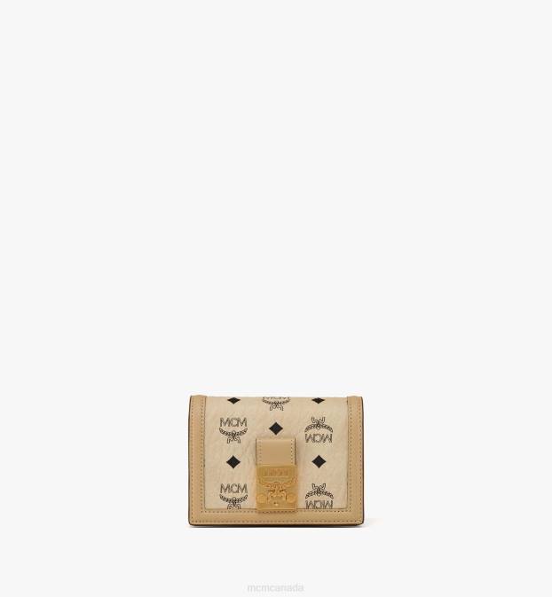 MCM Women Tracy Wallet in Visetos 6TTF327 Bags Beige/Black