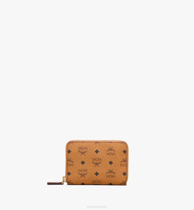 MCM Women Zip Wallet in Visetos Original 6TTF344 Bags Cognac