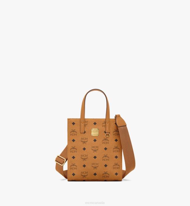 MCM Women Aren Tote in Visetos 6TTF247 Bags Cognac