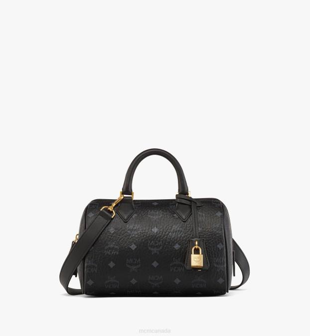 MCM Women Ella Boston Bag in Visetos 6TTF219 Bags Black