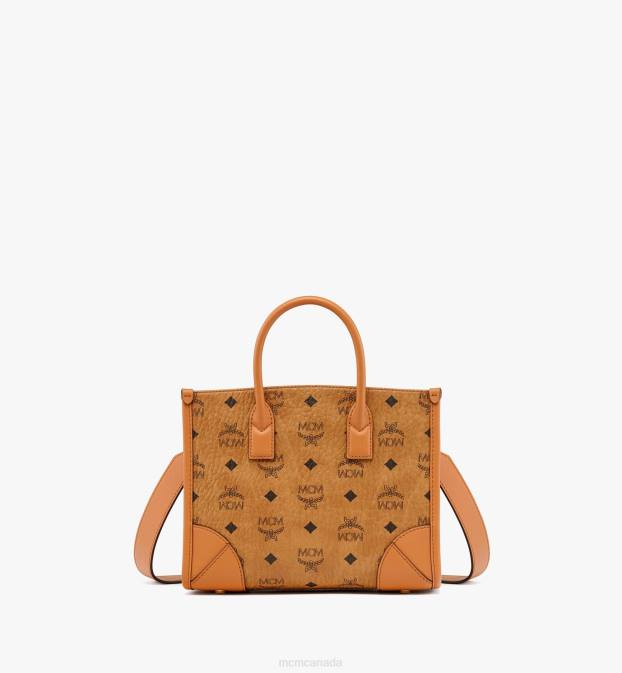 MCM Women Munchen Tote in Visetos 6TTF235 Bags Cognac