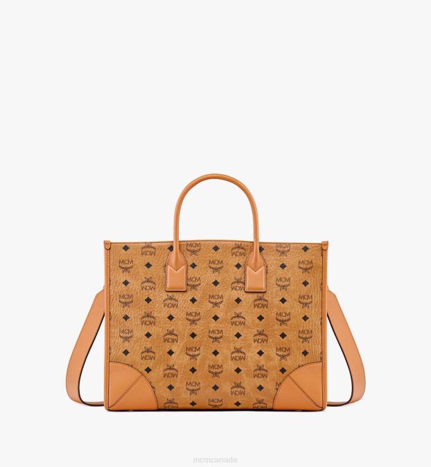 MCM Women Munchen Tote in Visetos 6TTF237 Bags Cognac