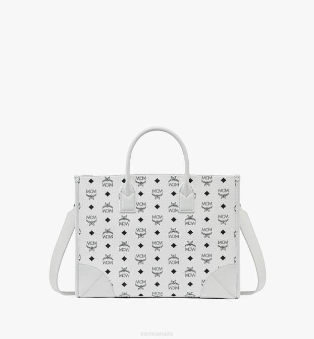 MCM Women Munchen Tote in Visetos 6TTF240 Bags White