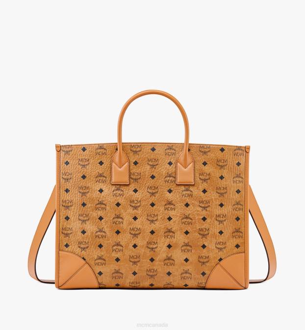 MCM Women Munchen Tote in Visetos 6TTF241 Bags Cognac