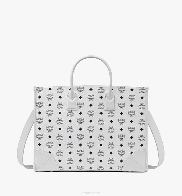 MCM Women Munchen Tote in Visetos 6TTF243 Bags White