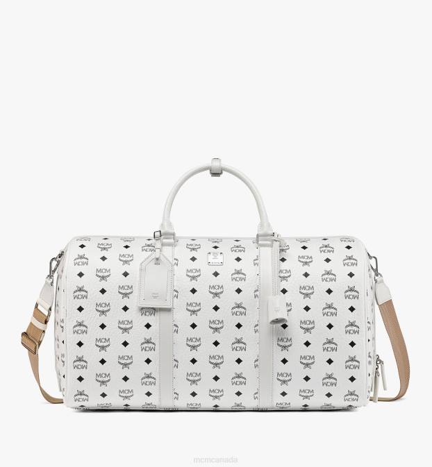 MCM Women Ottomar Weekender Bag in Visetos 6TTF696 Bags White