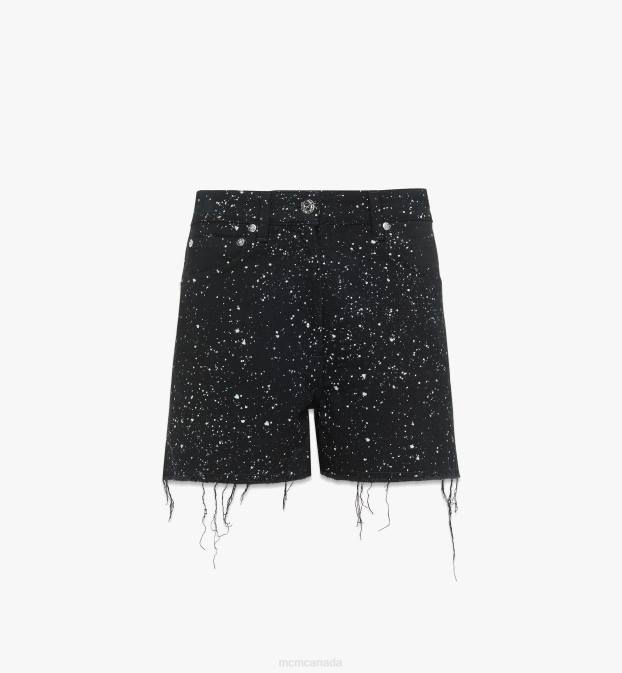 MCM Women Galaxy Print Denim Shorts 6TTF614 Clothing Black