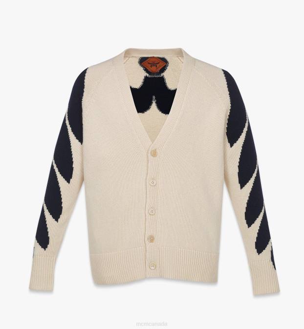 MCM Women Intarsia Laurel Cardigan 6TTF565 Clothing Cream