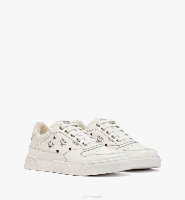 MCM Women Skyward Low-Top Sneakers in Visetos 6TTF645 Shoes White