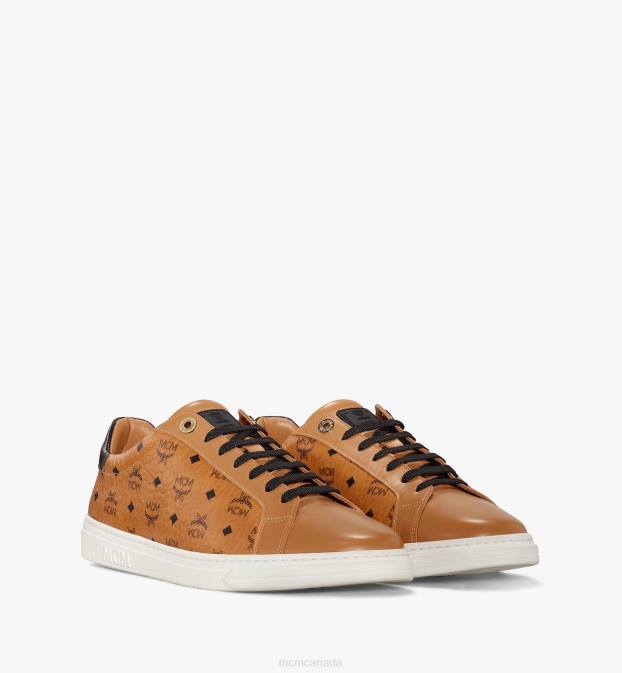 MCM Women Terrain Lo Sneakers in Visetos 6TTF661 Shoes Cognac